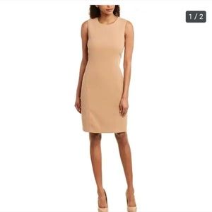 J. McLaughlin Camel Tan Sheath Body con Sleeveless Dress